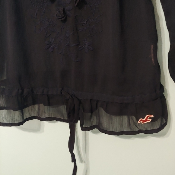 Hollister Sheer Navy Blouse Size Small - Picture 6 of 10
